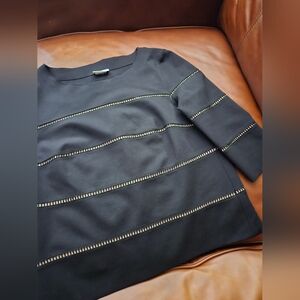 AKRIS Punto 3/4 Sleeve Top Black Tan Size 6 EUC